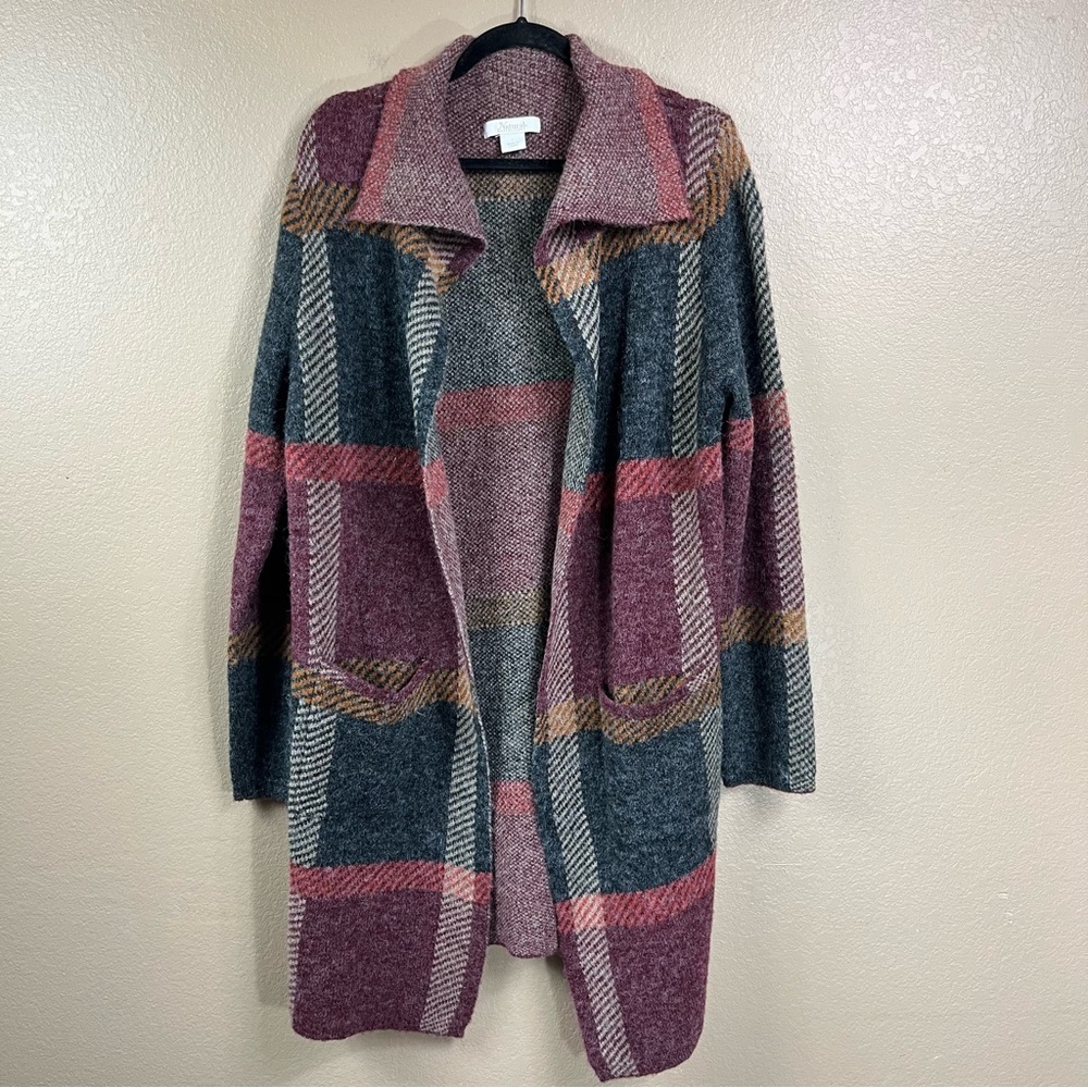 Natural Reflections Plaid Open Front Cardigan